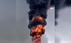 Dandong'da termik santral kulesinde yangın