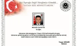 MSB: Kaza nedeniyle 1 asker şehit oldu