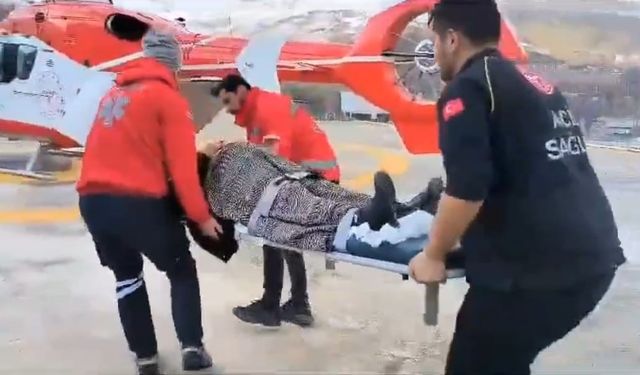 Helikopter ambulans hamile kadın için havalandı