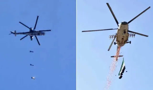 Suriye'de helikopterler bu kez çiçek attı