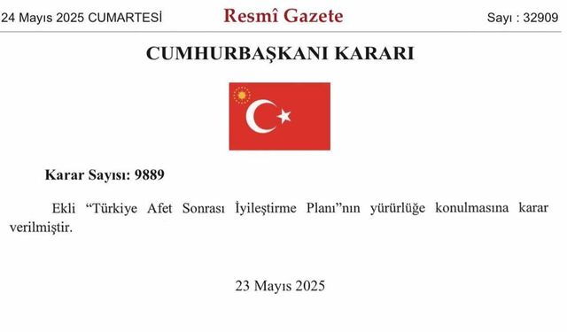 Türkiye Afet Sonrası İyileştirme Planı (TASİP) yürürlüğe girdi