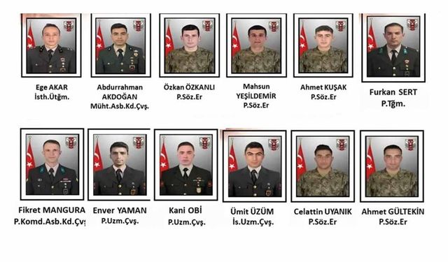 Pençe-Kilit’te şehit olan 10 asker yarın toprağa verilecek