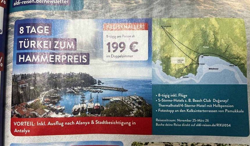 Almanya’da süpermarketten 199 Euro’ya Alanya tatili!
